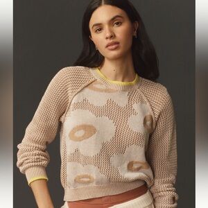 Anthropologie Sundry daisy open-knit crew-neck sweater